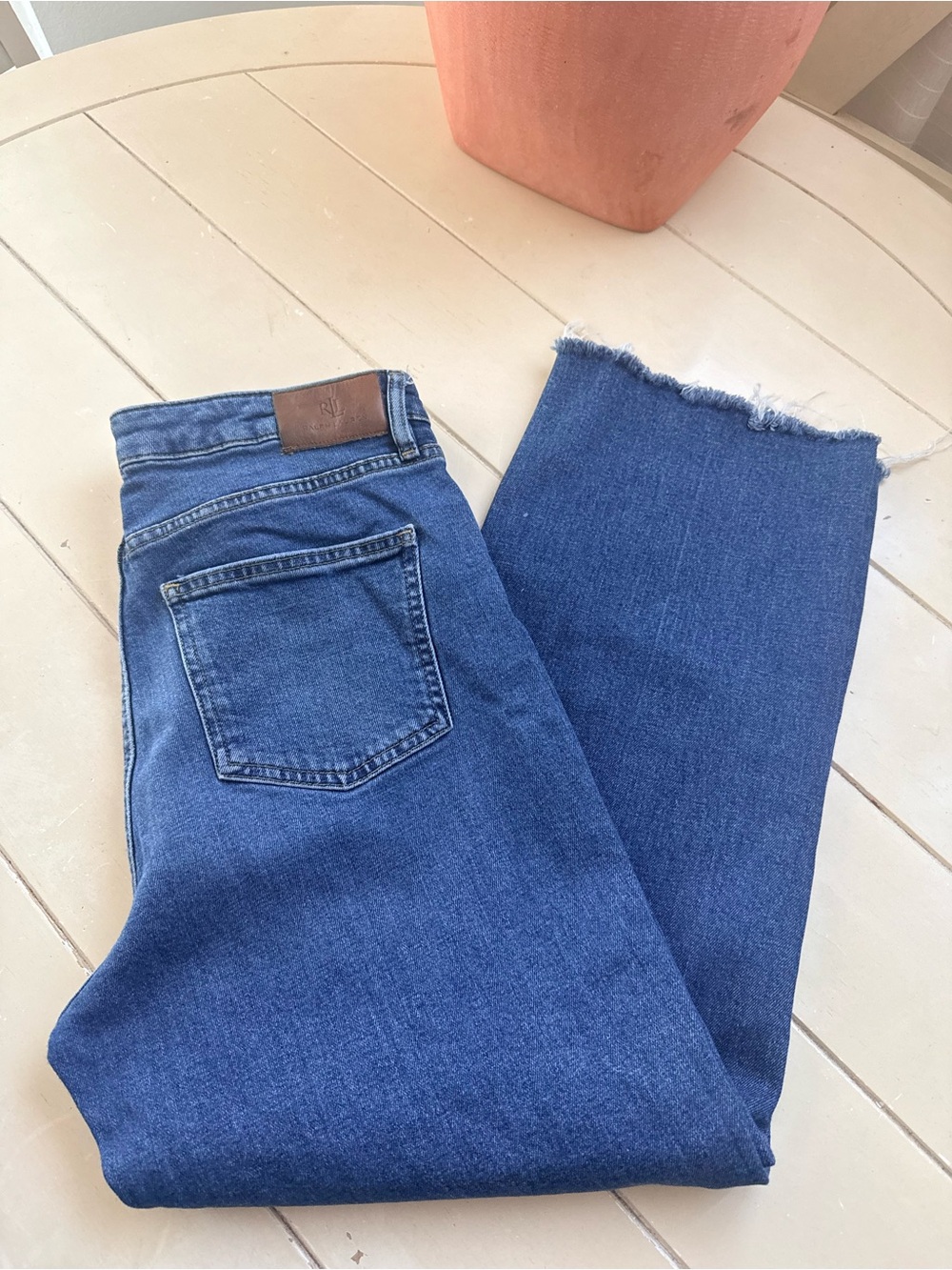 Lauren Ralph Lauren Women's Frayed-Hem Cropped Jeans - Blue